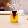 Aceitera de vidrio de borosilicato 2 en 1 para cocina, con doble boca sellada, para salsa y vinagre.