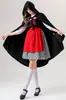 Novo Halloween cosplay Adulto Manga Vermelho e Preto Manto Chapeuzinho Vermelho Medieval Feminino Wizard Robe Vestido da Morte