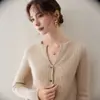 Súper bonito~ Cárdigan de Punto de Cachemir Acanalado para Mujer Otoño Invierno Suave Color Sólido Casual Suéter Abrigo de Punto de Cachemir