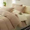 Conjunto de Roupa de Cama Quatro Peças Patchwork de Cor Lisa Dupla Cor Classe A 100% Algodão Conjunto de Três Peças para Dormitório Estudantil Algodão Puro 100% Algodão Lavado Venda por Atacado