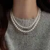Conjunto de Colares Pérola Branca Mais Vendido Transfronteiriço Multiespecificação, Corrente de Suéter Feminina Acessórios de Colar de Luxo Leve de Nicho