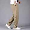 Calças de Trabalho Masculinas Calças Casuais Calças Longas Masculinas Calças Masculinas Tamanho Grande Cintura Elástica Média Calças de Perna Reta Soltas Algodão Puro