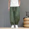 Pantalones Casuales Nuevos para Hombre con Estampado de Dragón Estilo Chino, Tallas Grandes Sueltos de Marca de Moda Verano Fluidos Transpirables Tipo Lino Falso Pantalones Harem