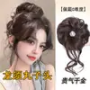 Perucas de Cabelo com Bolas Amarradas Lateralmente Estilo Bigodes de Dragão para Mulheres Penteado Refrescante de Verão Peruca Fofa de Bolas Duplas Cabeça de Botão de Flor
