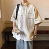 Camisa de Manga Corta de Seda Helada para Hombre, Estilo Nuevo Verano 2026, Fresca y Ligera, Chaqueta Camisa Verde Militar