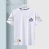 Camiseta de seda de hielo para hombre, cuello redondo, secado rápido, manga corta, verano, fina, transpirable, manga media, talla grande, deportiva, holgada, moderna.