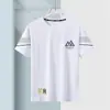 Camiseta masculina de manga curta para o verão, camiseta masculina de manga curta respirável de seda gelada, camiseta básica de gola redonda, camiseta curta casual versátil e estilosa