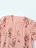Comércio Exterior Europeu e Americano Transfronteiriço Outono e Inverno 2025 Nova Moda Feminina Elegante Cinto na Cintura Estiloso Vestido Estampado de Manga Curta com Decote em V