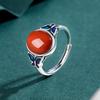 Plata de ley S925 esmalte exquisito ágata rojo del sur mariposa vintage mariposa azul Anillo abierto para mujer anillo de mariposa y flor