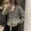Nuevo cárdigan de punto suelto con botones y cuello en V para mujer, Otoño/Invierno 2026, Estilo relajado y desenfadado, Cárdigan suéter grueso de color liso