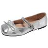 Zapatos planos de estilo bailarina plateados de punta cuadrada y boca baja para mujer, 2025, nuevo verano, vestido, zapatos vintage Mary Jane