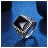 Anillo Retro Atmosférico de Zircón Negro Anillo Hueco Agresivo de Ónix Negro Anillo de Personalidad Simple Europeo y Americano para Hombre Joyería