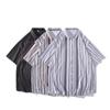 2024 Amazon Nueva Camisa Flora de Manga Corta para Hombre Marca de Moda Trendy Solapa Rayada Camisa Casual Holgada para Hombre