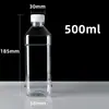 Botella de plástico de 500 ml PET transparente de un catty para vino, aceite, muestra, botella vacía, botella de agua mineral, desechable, sellada con tapa