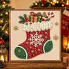 Kit DIY de Pintura de Pérolas de Natal 5D Papai Noel Rena com Borda Impressa Pintura Diamante Artesanal Decoração de Casa