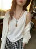 Camisola casual versátil de corte holgado para primavera y verano para mujer, se puede usar como capa exterior, top sin mangas que disimula la grasa corporal