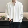 Camisa de manga larga para hombre de otoño 2024, nueva tendencia, color sólido, sencilla, cuello de moda, camisa base atractiva