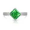 Anillo de cubo de azúcar de piedra de alto carbono con gema de color de moda en TikTok, incrustado con moissanita brillante y padparadscha, disponible para transmisión en vivo y dropshipping