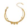 Nuevo producto no se decolora oro trébol de cuatro hojas pulsera estilo mariposa moda simple pulsera de acero de titanio diseño original