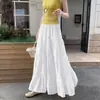Falda adelgazante de verano, nuevo estilo, falda adelgazante para mujer, falda de pastel de cuatro secciones, cintura alta elástica, dobladillo grande, falda de gasa línea A, falda larga