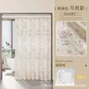 Cortina de ducha impermeable para baño con estampado de hojas, cortina divisoria para separación de zonas secas y húmedas, instalación sin taladro, juego de cortinas de privacidad