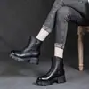 Botas de algodón forradas de felpa para mujer, nueva colección otoño/invierno 2026, marrones, estilo británico, Botas Martin de media pantorrilla, Botas Chelsea de suela gruesa, Botines