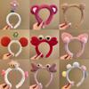 Diadema de oso de fresa linda de celebridad de internet para niñas, máscara de maquillaje, lavado facial, banda para el cabello, diadema de copa alta para el cráneo, accesorios para el cabello