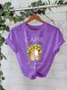 Camiseta de algodón puro de verano europeo y americano, manga corta, cuello redondo, comercio exterior transfronterizo, camiseta estampada con patrón americano, fábrica de comercio exterior femenina