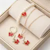 Joyería de mariposa con perlas de moda transfronteriza, traje de aceite, pulsera de perlas de mariposa, pendientes, collar, joyería para niña, venta al por mayor