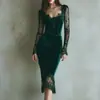 Vestido Feminino Elegante de Manga Longa com Renda Patchwork, Ajustado ao Corpo e ao Quadril, Novo Estilo da Moda Primavera Europeia e Americana 2026