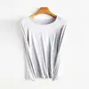 Camiseta básica feminina com camada interna ultrafina, nova T-shirt de manga longa para outono e inverno, slim fit, realçadora da pele, aquecimento infravermelho distante, hidratante para mulheres