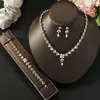 Conjunto de Colar, Brincos e Pulseira Transfronteiriço, Corrente para Clavícula, Design de Folha e Gota d'Água, Versátil para Vestidos de Noiva, Festas e Banquetes