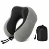 Almofada de pescoço de espuma de memória para viagem Amazon, travesseiro de suporte para pescoço em forma de U, portátil e dobrável para aviões