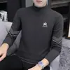 300g Veludo Alemão Outono/Inverno Veludo Escovado Dupla Face Gola Alta Manga Longa Camada Base Masculina Quente Roupas de Outono Camiseta