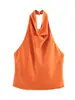 Atacado de Roupas Femininas Transfronteiriças Amazon Mais Vendido Top Elegante com Gola Halter e Alças Finas com Textura de Cetim de Seda para Usar por Cima