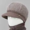 Gorro de Invierno de Piel de Conejo para Mujeres de Mediana Edad y Mayores, Gorro de Lana Tejido Cálido y Espeso para Madres, Gorro a Prueba de Frío y Versátil para Personas Mayores