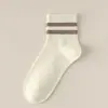 Calcetines de media pantorrilla para mujer, Calcetines de algodón a rayas, Sin costuras, Antibacterianos, Versátiles, Adecuados para tenis, Calcetines de estudiante, Calcetines Zhuji