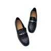 Mocassins de Pele de Ovelha com Textura Manual para Todas as Estações Sapatos Femininos Retrô Britânicos Sapatos Pequenos de Couro Preguiçosos Mocassins de Commuter de Uma Perna