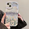 Funda para Teléfono Móvil Tulipán de Montaña Nevada Adecuada para Iphone16Pro 15 Nuevo Modelo para Mujer Apple 14Promax/13 Patrón Crema