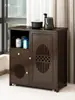 Mesa de Chá Pequena Móvel, Armário Lateral para Chá, Carrinho de Chá, Mesa de Bar de Chá Doméstica em Madeira Maciça, Chaleira Integrada e Armário para Preparo de Chá