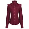 Ropa Nueva Estilo Primavera y Otoño 2026 Camisa Gótica Medieval para Hombre Capa Interior para Mujer Top de Color Sólido Manga Larga Ropa de Comercio Exterior