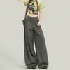 Pantalones de traje retro estilo americano, corte holgado, cintura alta, pierna ancha, pantalones casuales para mujer, pantalones de pierna recta para otoño, pantalones versátiles de largo completo