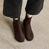 2026 Nuevas Botas de Tobillo de Terciopelo con Punta Redonda para Aumentar la Altura 4cm para Mujer Botas de Tobillo de Terciopelo Plus Botas Adelgazantes Botas Elásticas Versátiles de Temperamento