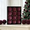Decorações de Árvore de Natal 6/8cm Vintage Cimento Fosco Veludo Flocado Bolas de Natal Display de Janela Enfeites Pendurados
