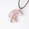 Ventas Calientes Transfronterizas Cristal Natural Piedra Bruta Colgante Árbol de la Vida Luna Collar de Seda Tejido a Mano Colgante de Joyería