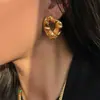 Pendientes Impermeables Dazan de Oro de 18K Estilo Europeo y Americano de Moda Nicho Ins Retro Vintage Lava Exagerado