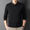 Camisa polo de manga larga de otoño para hombre, polo versátil de gama alta para negocios casual para hombres de mediana edad, venta al por mayor