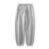Pantalones de chándal holgados unisex para deportes al aire libre, de algodón peinado resistente, engrosados, de pierna recta con puños, pantalones cálidos de invierno
