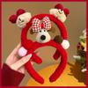 Bonita diadema de peluche roja con forma de cachorro, antideslizante, con diseño de oso de dibujos animados, súper linda.
