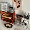 Estante de Almacenamiento de Acero Inoxidable, Organizador Multifuncional de Escritorio para Cosméticos y Artículos Pequeños, Cesta de Almacenamiento para Encimera de Baño